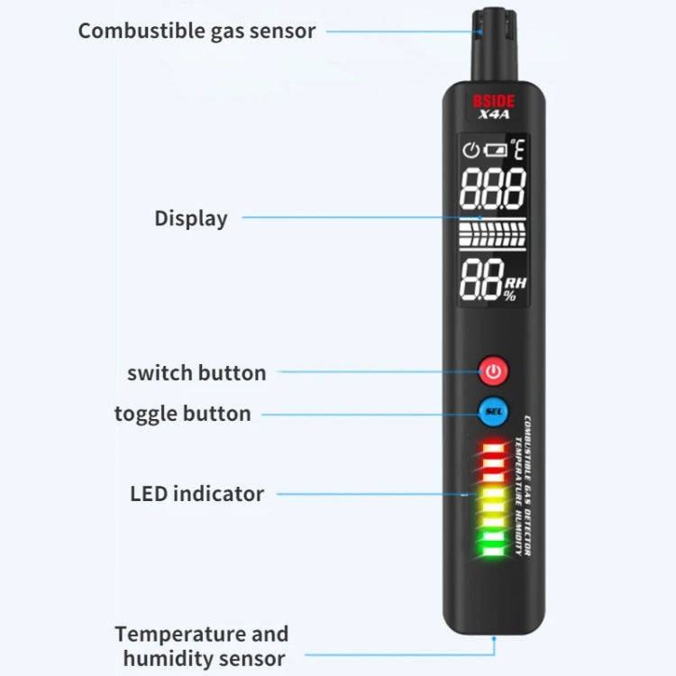 BSIDE X4A Portable Combustible Gas Detector Gas Leakage Alarm
