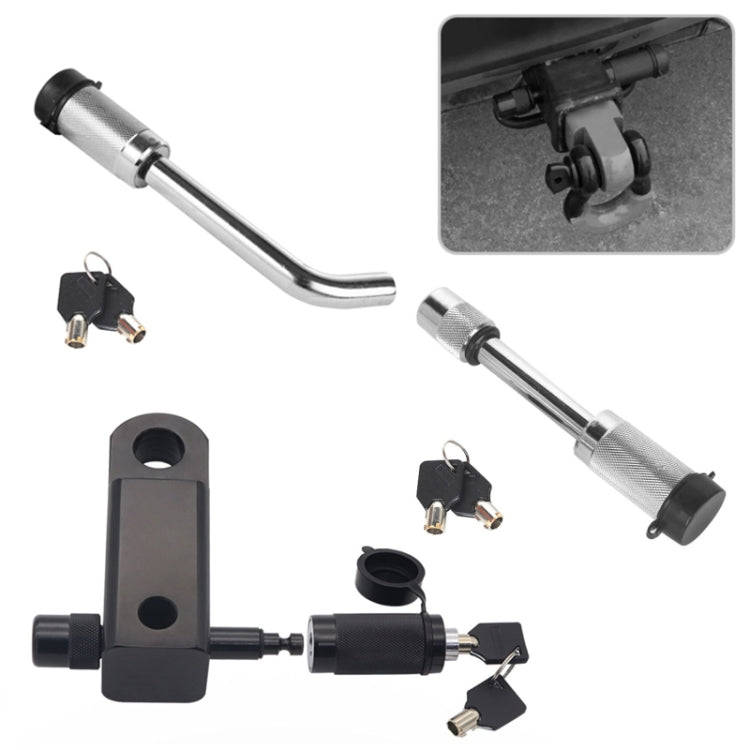 Car Latch Lock Trailer Tow Hook Anti-theft Padlock(Bending Silver)