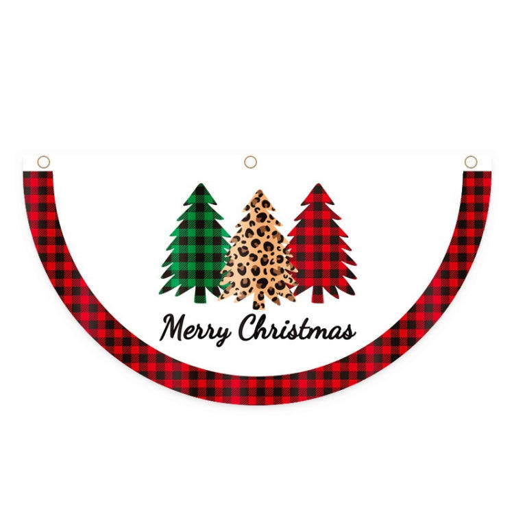 Cartoon Printed Outdoor Fan-shaped Hanging Flag Christmas Decorations, Style: Christmas Tree