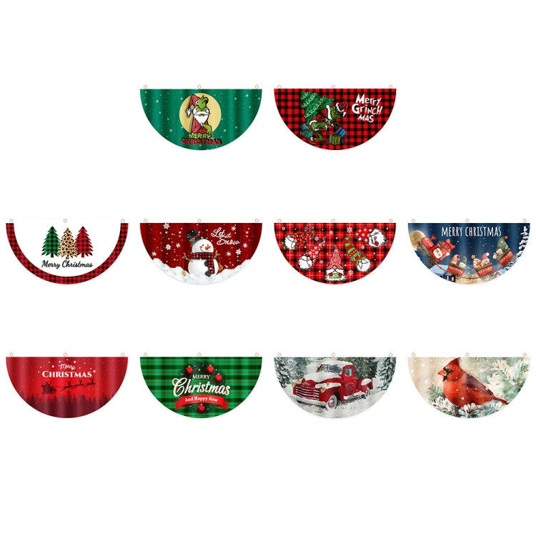 Cartoon Printed Outdoor Fan-shaped Hanging Flag Christmas Decorations, Style: Deer Cart