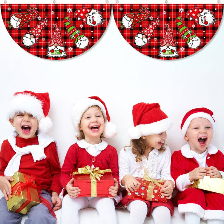 Cartoon Printed Outdoor Fan-shaped Hanging Flag Christmas Decorations, Style: Deer Cart
