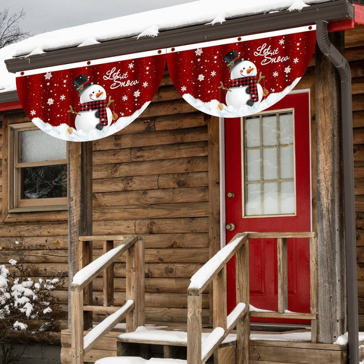Cartoon Printed Outdoor Fan-shaped Hanging Flag Christmas Decorations, Style: Deer Cart