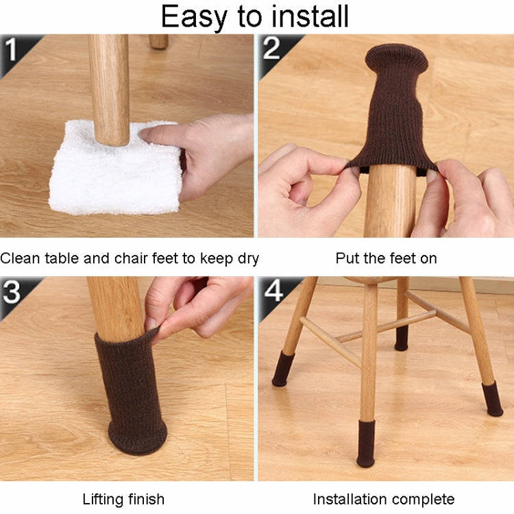 4pcs /Set Non-Slip Table And Chair Protectors Silent And Wear-Resistant Table Pads(Black)
