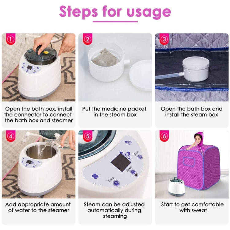 Dual Person Portable Steam Sauna Spa With Pot Set Weight Loss Skin Spa Machine EU Plug 220V(Purple)