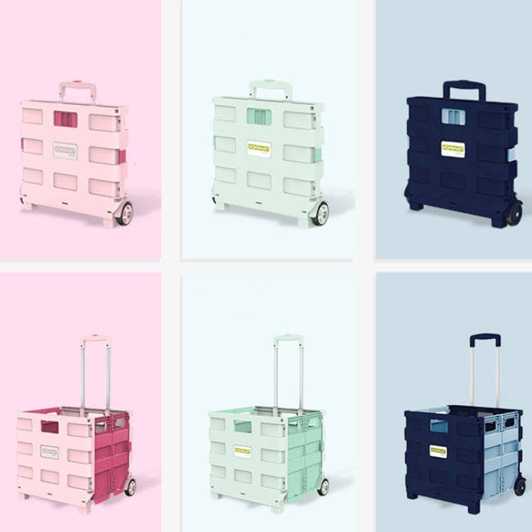 Portable Plastic Folding Shopping Cart Grocery Shopping Small Trolley Cart, Style: Two Wheels Dar...