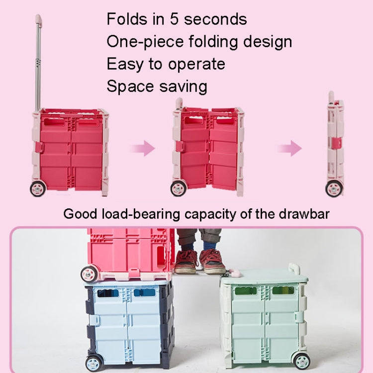 Portable Plastic Folding Shopping Cart Grocery Shopping Small Trolley Cart, Style: Two Wheels Ros...