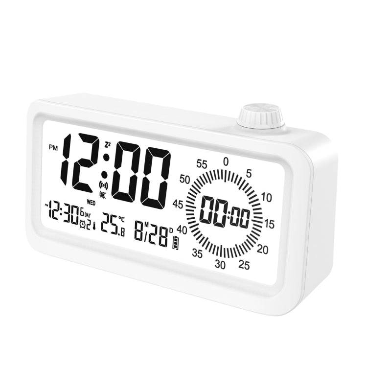Visual Timer Alarm Clock Dual Display LCD Time Reminder(White)