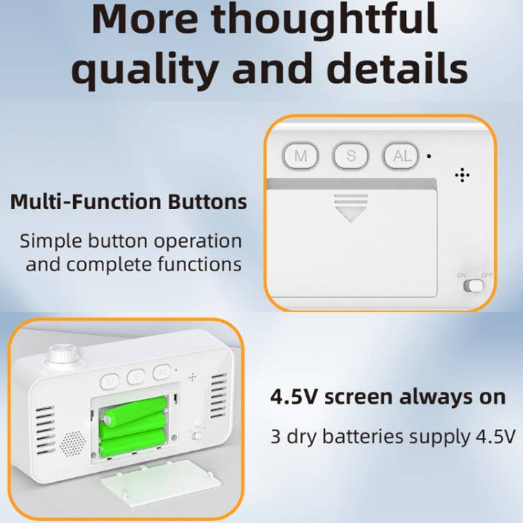 Visual Timer Alarm Clock Dual Display LCD Time Reminder(White)