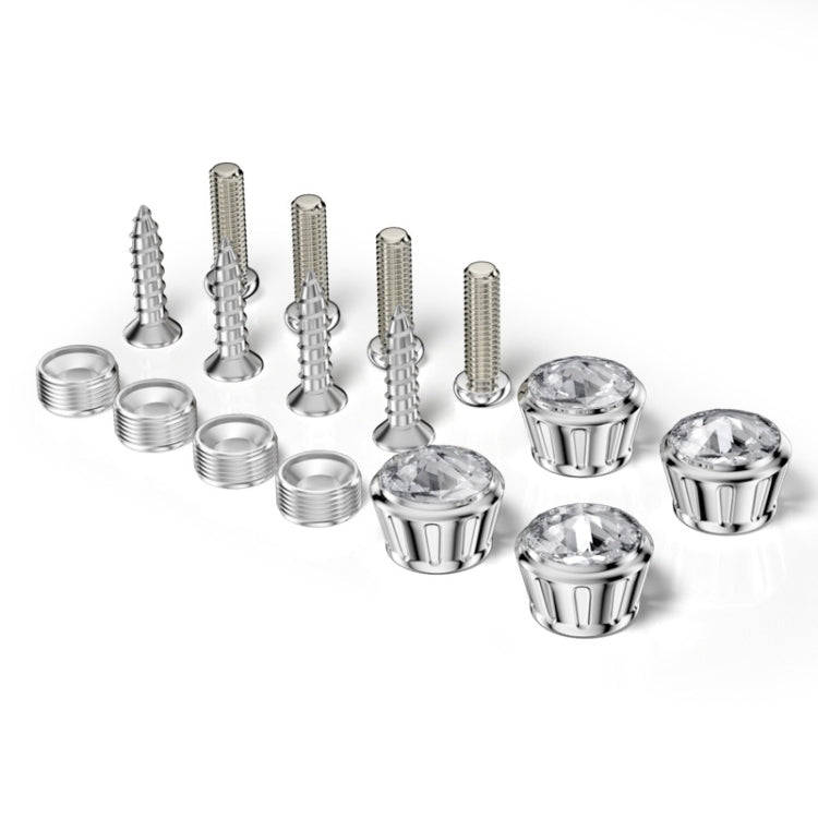 Licence Plate Frame Rhinestone Anti-theft Fixing Nut Cover(White Diamond)