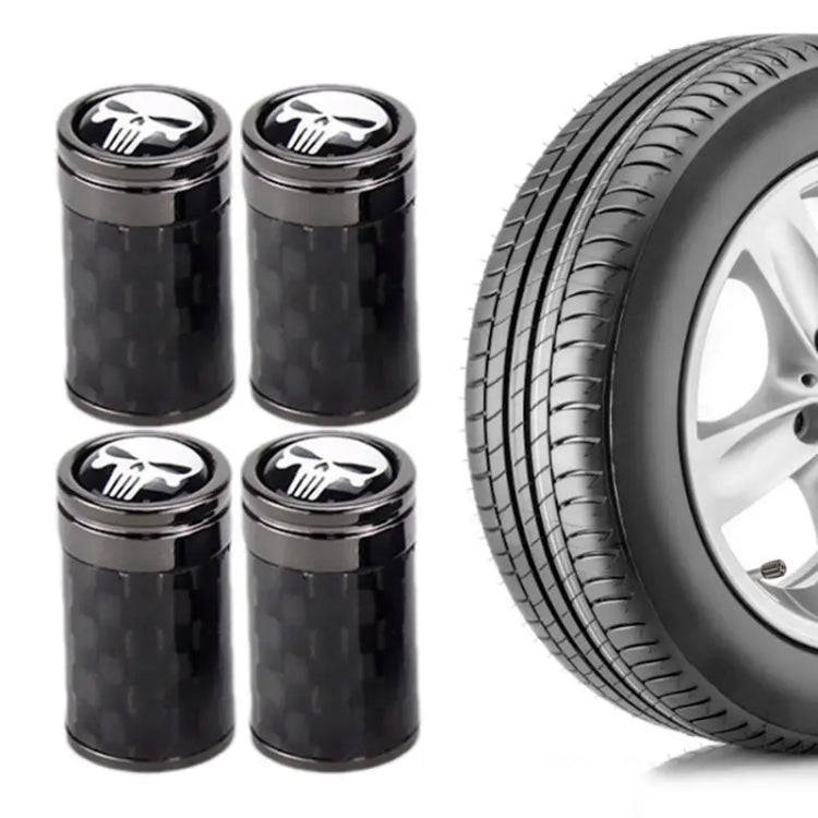 4pcs/Set Real Carbon Fibre Skeleton Tyre Valve Caps(Black)