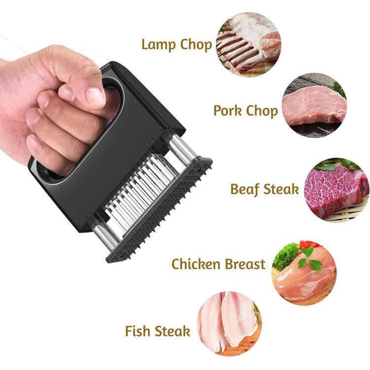 48-pin Meat Loosener with Handle Stainless Steel Meat Tenderizer Steak Needle Kitchen Tools(Black)