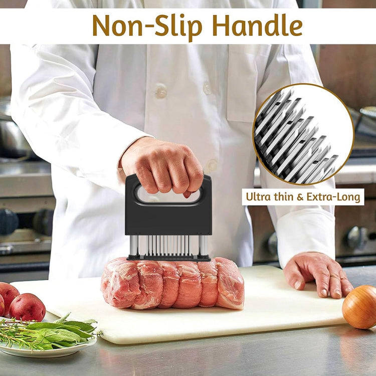 48-pin Meat Loosener with Handle Stainless Steel Meat Tenderizer Steak Needle Kitchen Tools(Black)