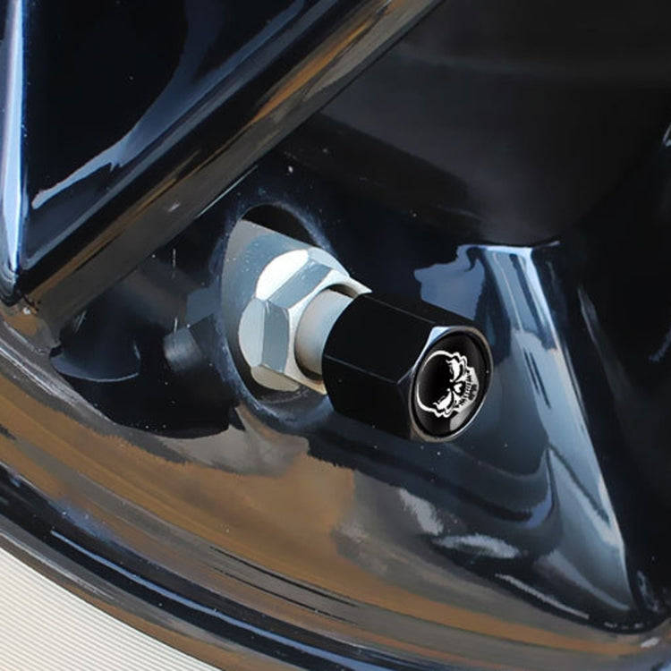 4pcs /Set Skeleton Metal Tire Valve Caps Automobile Modification Universal Valve Core Cover(Black)