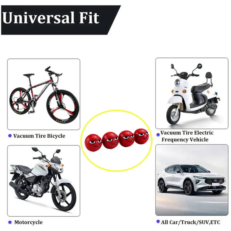 4pcs /Set Devil Ball Tire Valve Caps Automotive Universal Modification Valve Covers(Black)