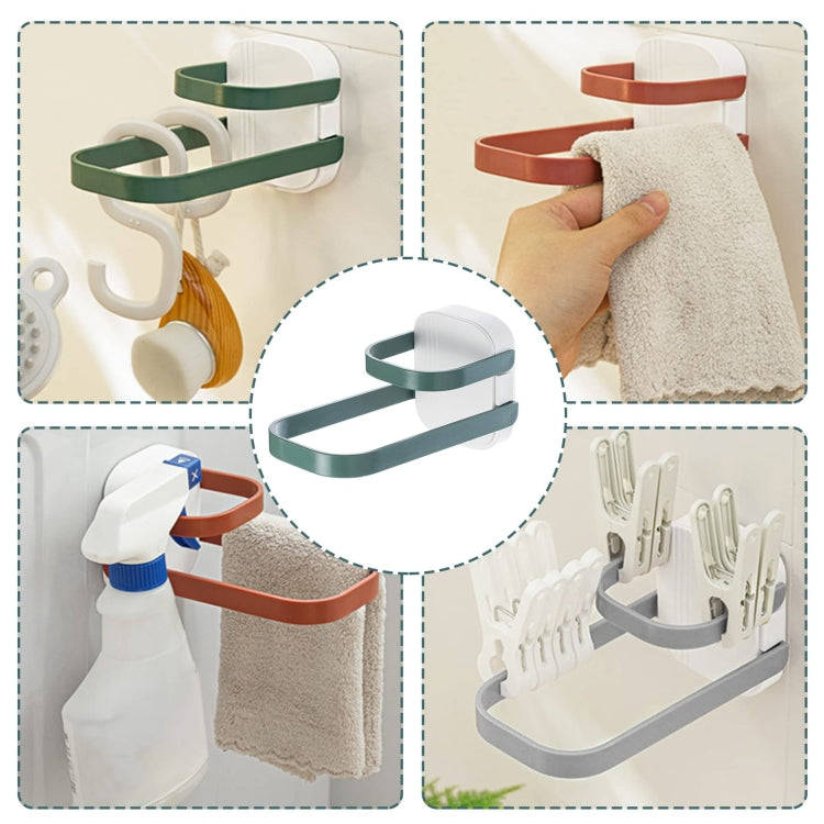 Double Layer Punch Free Wall Clothes Hanger Hooks Storage Organiser Rack(Green)