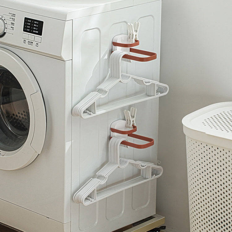 Double Layer Punch Free Wall Clothes Hanger Hooks Storage Organiser Rack(Red)