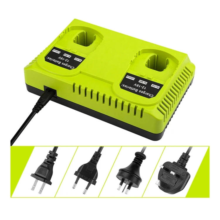 For RYOBI P108 / P117 12-18V Lithium Nickel Battery Dual Port Charger, Plug: EU