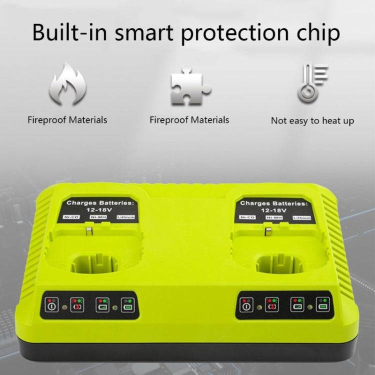 For RYOBI P108 / P117 12-18V Lithium Nickel Battery Dual Port Charger, Plug: US