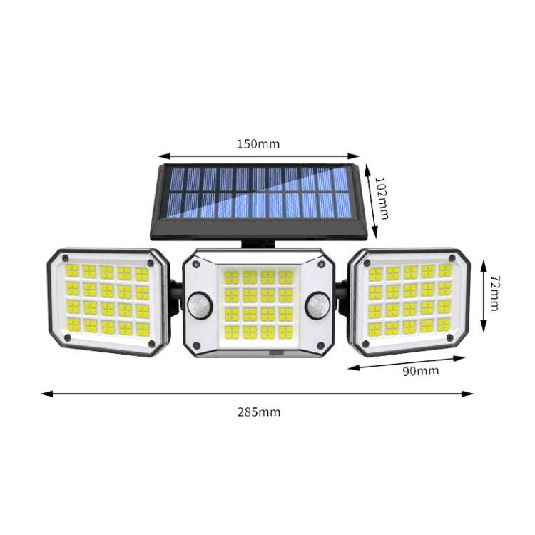 Outdoor Triple Head 224LEDs Dual Sensor Solar Wall Light Rotating Body Sensor Light Garden Home L...
