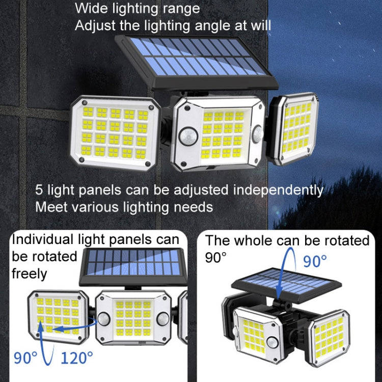 Outdoor Triple Head 224LEDs Dual Sensor Solar Wall Light Rotating Body Sensor Light Garden Home L...