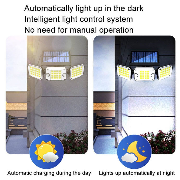 Outdoor Triple Head 224LEDs Dual Sensor Solar Wall Light Rotating Body Sensor Light Garden Home L...