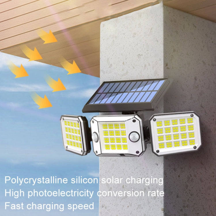 Outdoor Triple Head 224LEDs Dual Sensor Solar Wall Light Rotating Body Sensor Light Garden Home L...