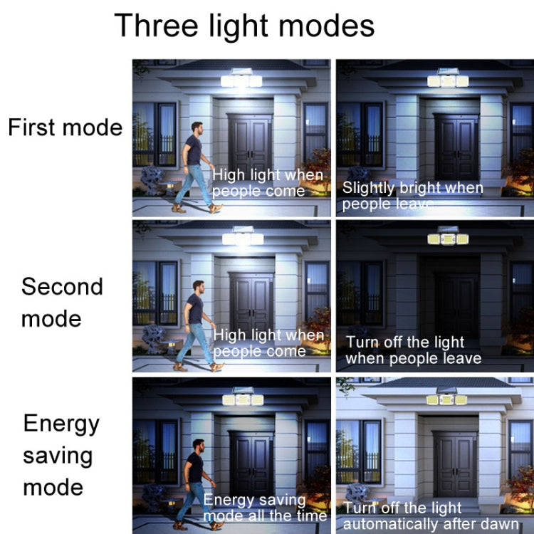 Outdoor Triple Head 224LEDs Dual Sensor Solar Wall Light Rotating Body Sensor Light Garden Home L...