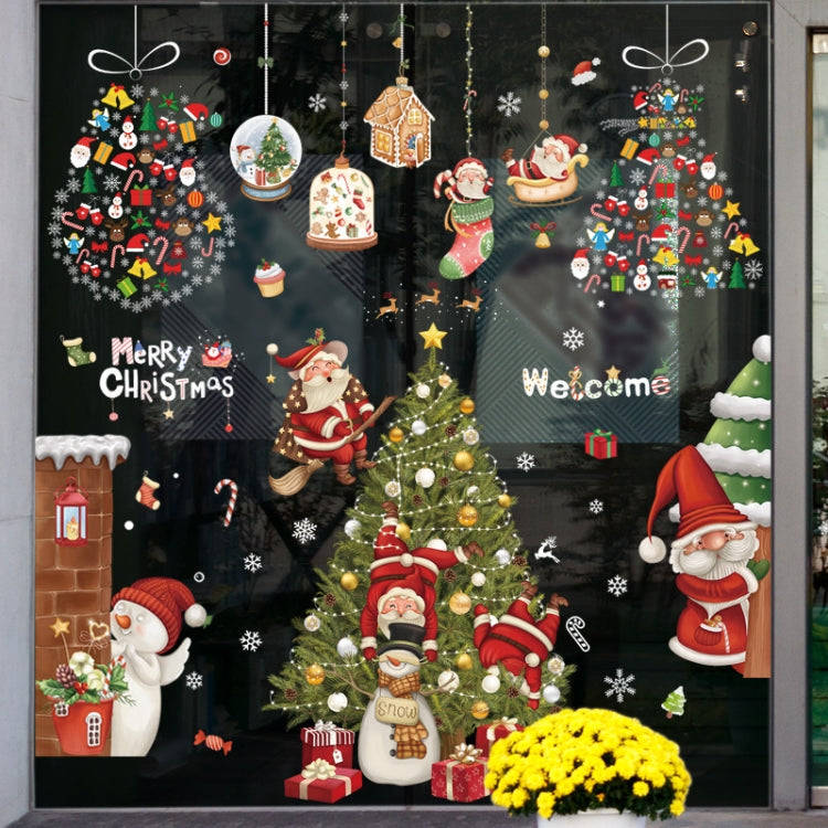 Christmas Window Decoration Poster Santa Claus Elk Snowflake Glass Wall Stickers, Style: SD-2204 ...