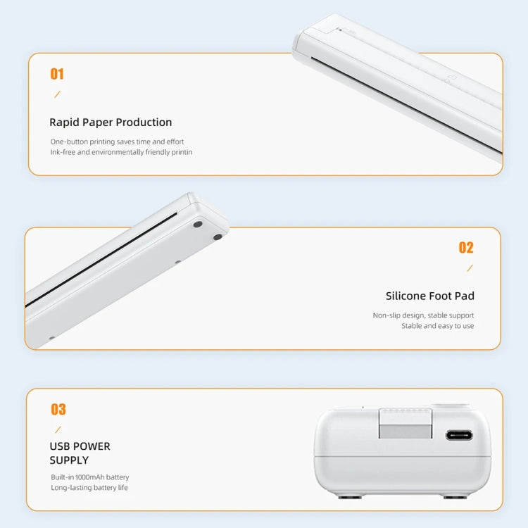 Small A4 Home Office Portable Inkless Printing Thermal Paper, Model: 200pcs Thermal Paper