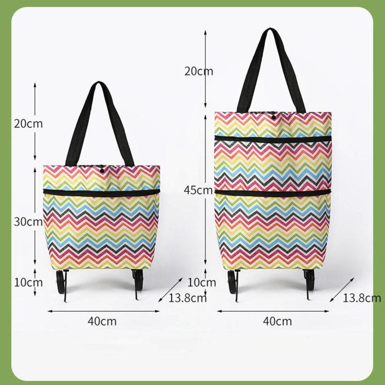 2 In 1  Oxford Cloth Shopping Bag Foldable Shopping Trolley Cart(Coffee Print)