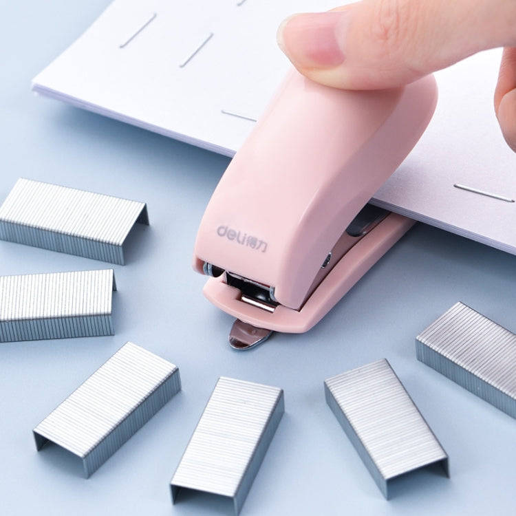Deli  Macaron Color Stapler + 640 Staples Set Small Mini Stapler Stationery(Blue)