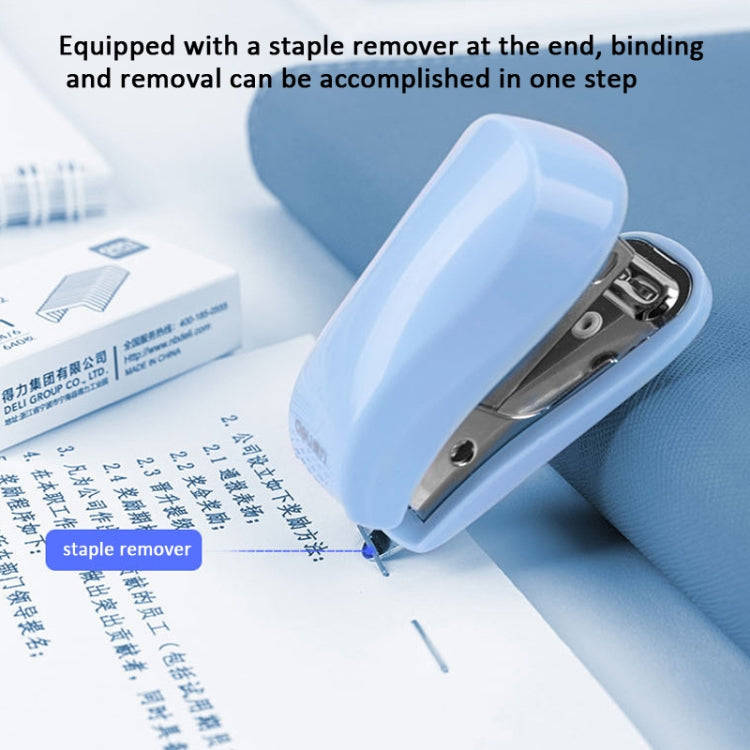 Deli  Macaron Color Stapler + 640 Staples Set Small Mini Stapler Stationery(Blue)