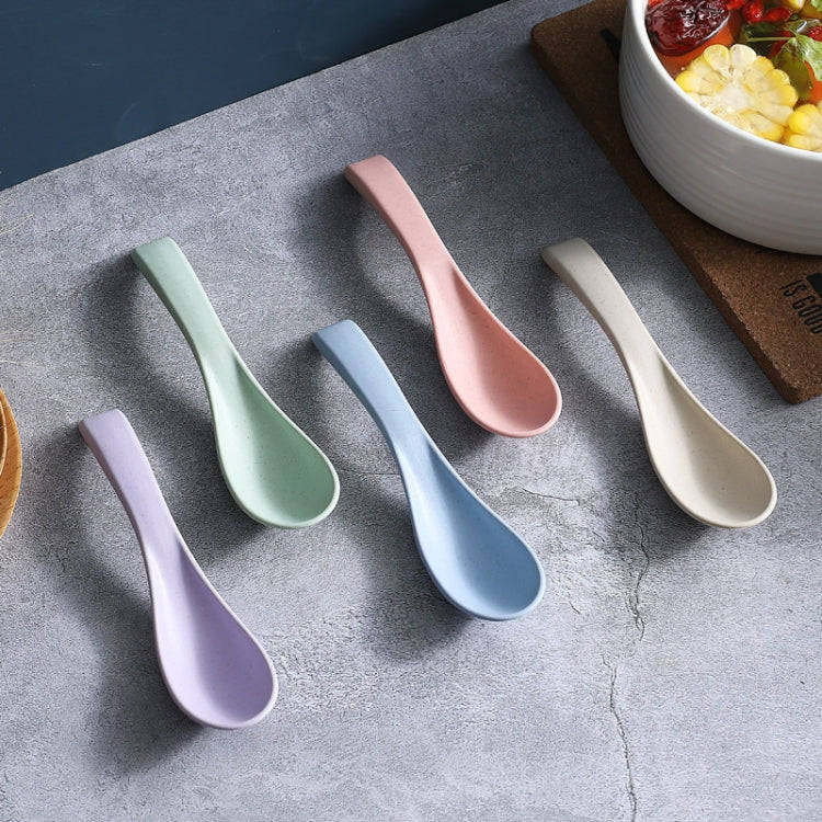 5pcs Wheat Straw Plastic Baby Small Spoon(Color Random Delivery)