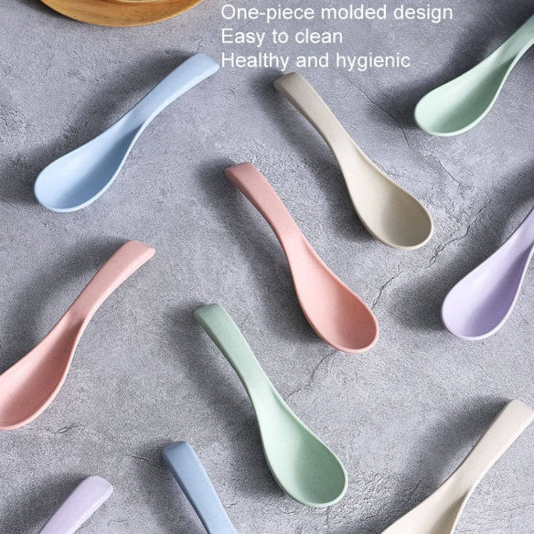 5pcs Wheat Straw Plastic Baby Small Spoon(Color Random Delivery)