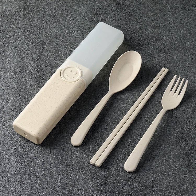 4 In 1 Portable Wheat Straw Tableware Set Outdoor Travel Storage Tableware Box, Style: A With Cho...