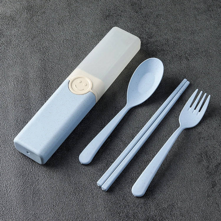 4 In 1 Portable Wheat Straw Tableware Set Outdoor Travel Storage Tableware Box, Style: A With Cho...