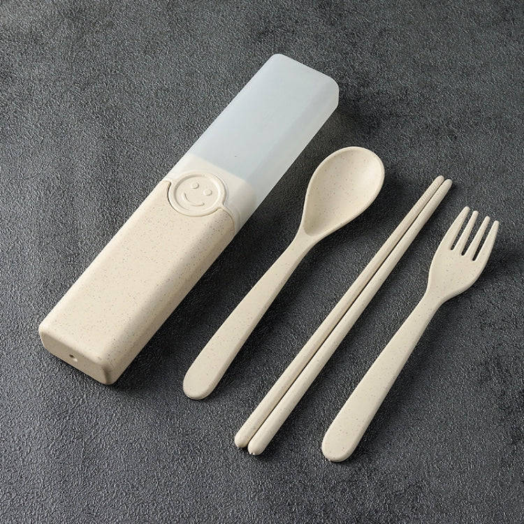 4 In 1 Portable Wheat Straw Tableware Set Outdoor Travel Storage Tableware Box, Style: B With Cho...