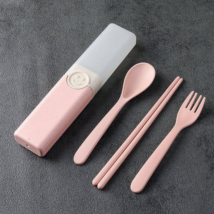 4 In 1 Portable Wheat Straw Tableware Set Outdoor Travel Storage Tableware Box, Style: B With Cho...