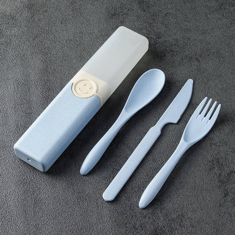4 In 1 Portable Wheat Straw Tableware Set Outdoor Travel Storage Tableware Box, Style: B With Kni...