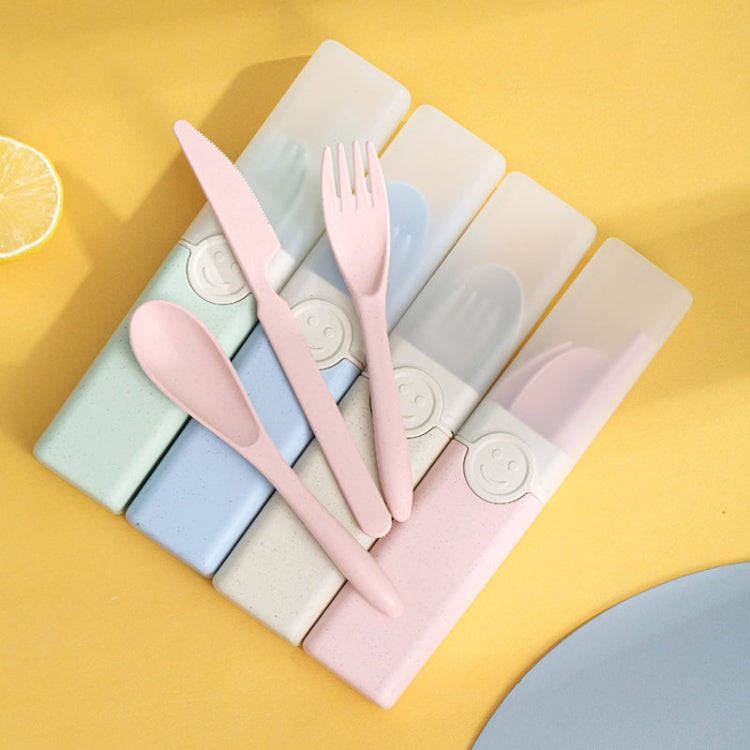 4 In 1 Portable Wheat Straw Tableware Set Outdoor Travel Storage Tableware Box, Style: A With Cho...