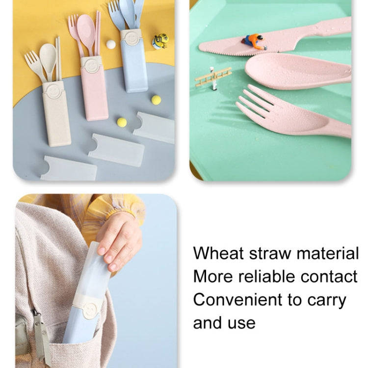 4 In 1 Portable Wheat Straw Tableware Set Outdoor Travel Storage Tableware Box, Style: A With Cho...