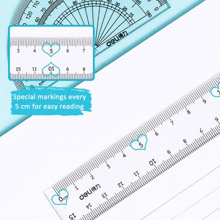 Deli  4-in-1 Ruler Set for Students Ruler Stationery Set, Model: 79529