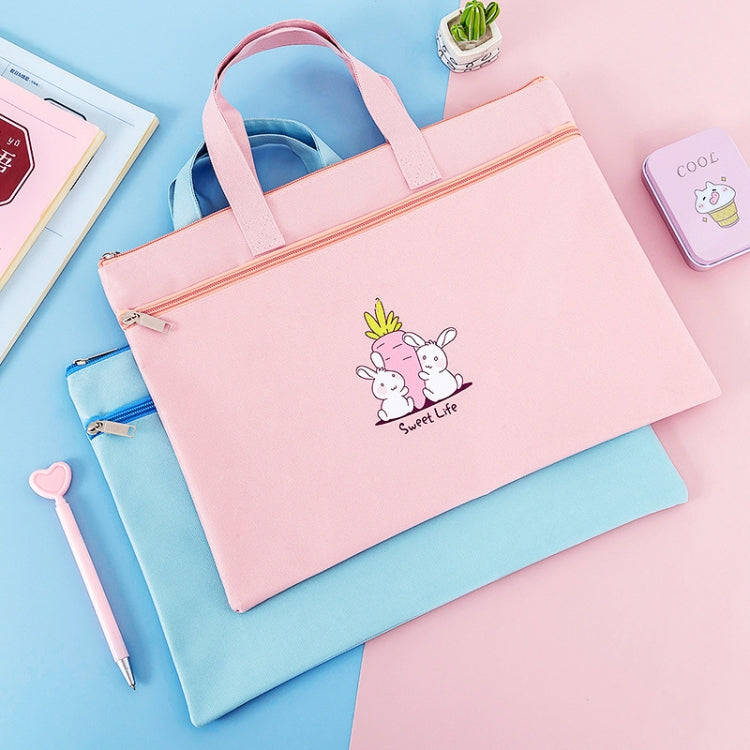 Zipper Canvas File Bags A4 Folder Pouch For Students Portable Handbag, Style: Polar Bear (Blue)