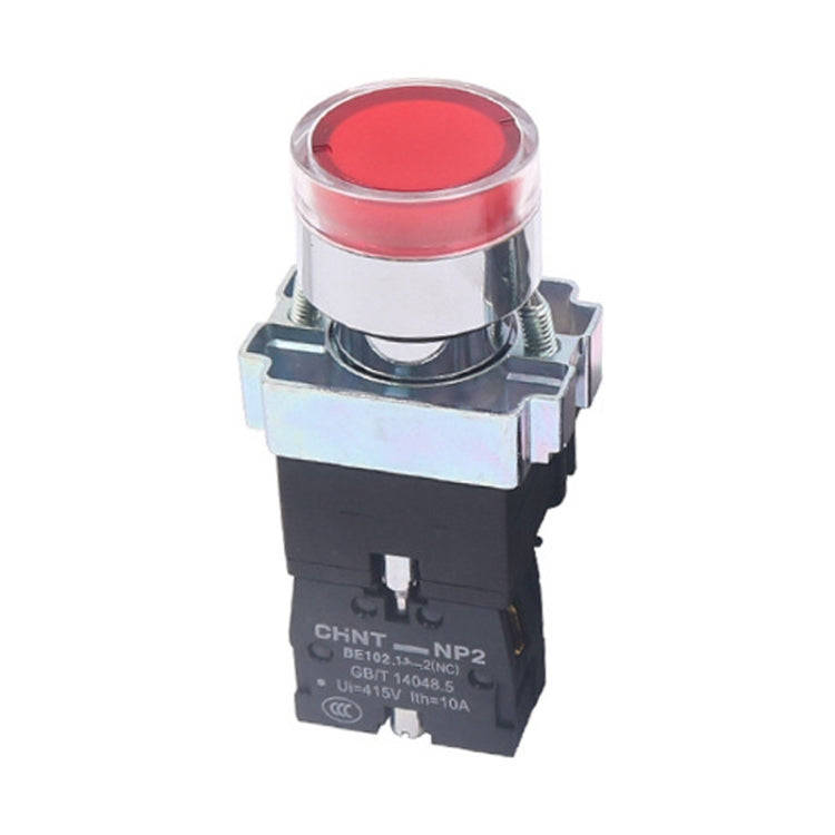 CHINT NP2-BW3463/220V 2 NO Pushbutton Switches With LED Light Silver Alloy Contact Push Button (Red)