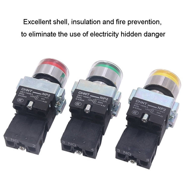 CHINT NP2-BW3361/24V 1 NO Pushbutton Switches With LED Light Silver Alloy Contact Push Button (Gr...