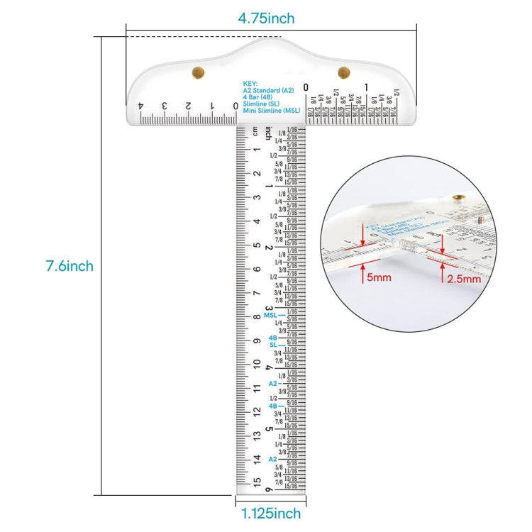 Plastic T-Square Ruler Learning Stationery Ruler(Transparent)