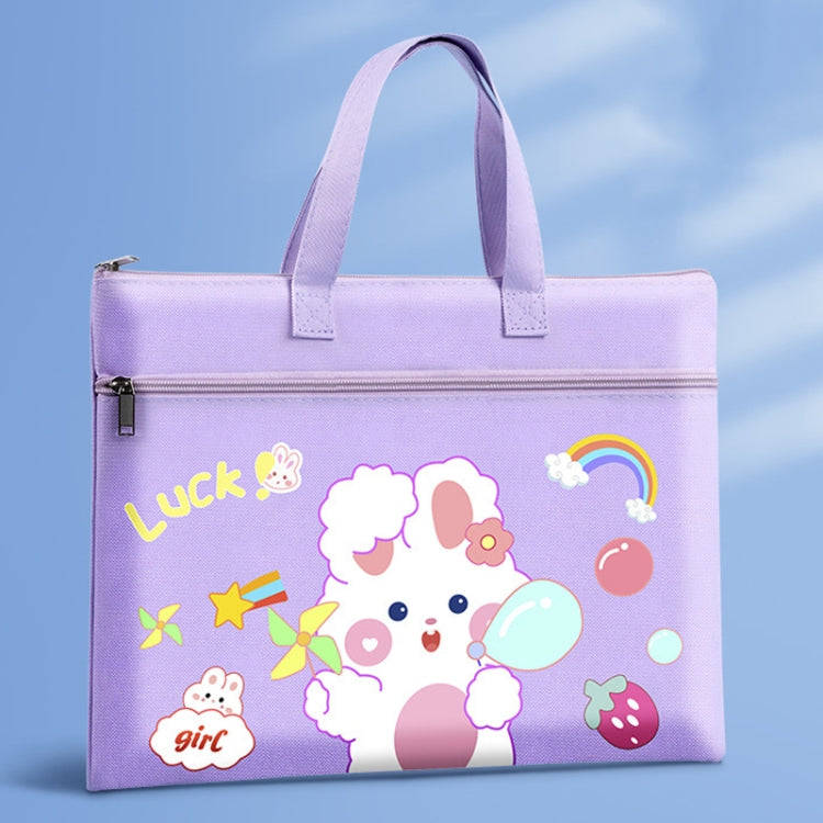 Student Tote Handle Book Bag Canvas Waterproof Data Storage Bag(Lucky Rabbit)