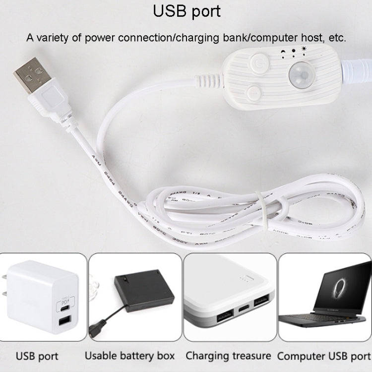 2m LED Body Sensor Flexible Light Strip Smart Sensor USB Light Strip(Warm White)