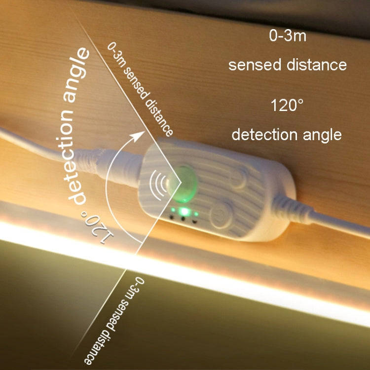 2m LED Body Sensor Flexible Light Strip Smart Sensor USB Light Strip(Warm White)
