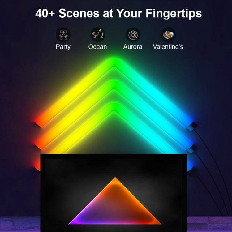 4pcs+3 Corners Bluetooth 12V RGBIC Splicing Wall Light Intelligent Remote Control Indoor Decorati...